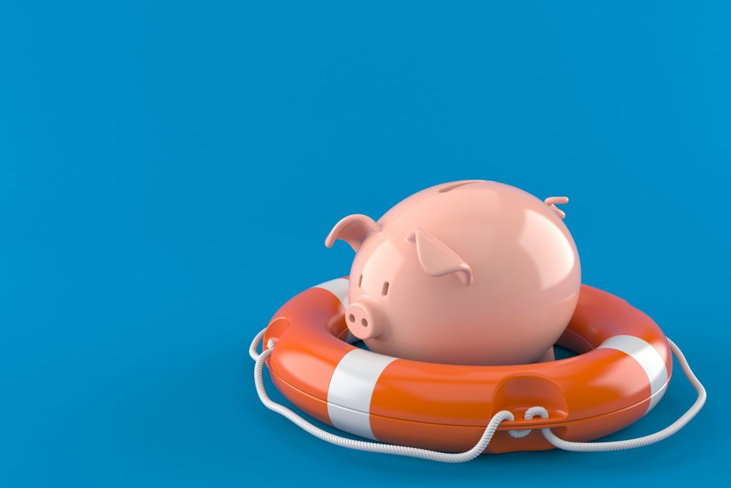 Piggy bank with life buoy